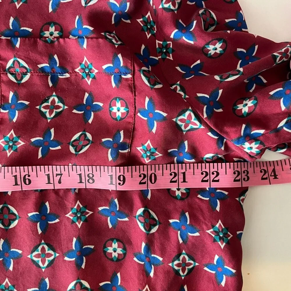 Louis Vuitton Silk Pajama Top Size Italian 38 US 6 Burgundy Luxury‎ Old Money